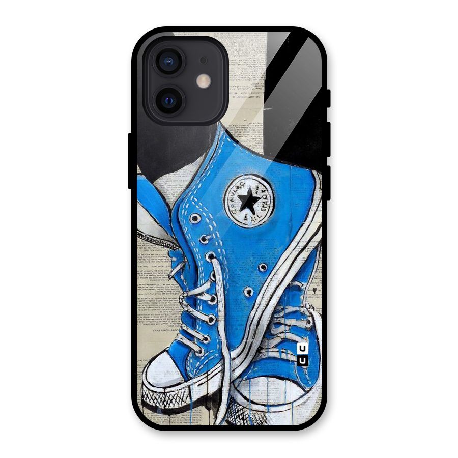 Blue Shoes Glass Back Case for iPhone 12