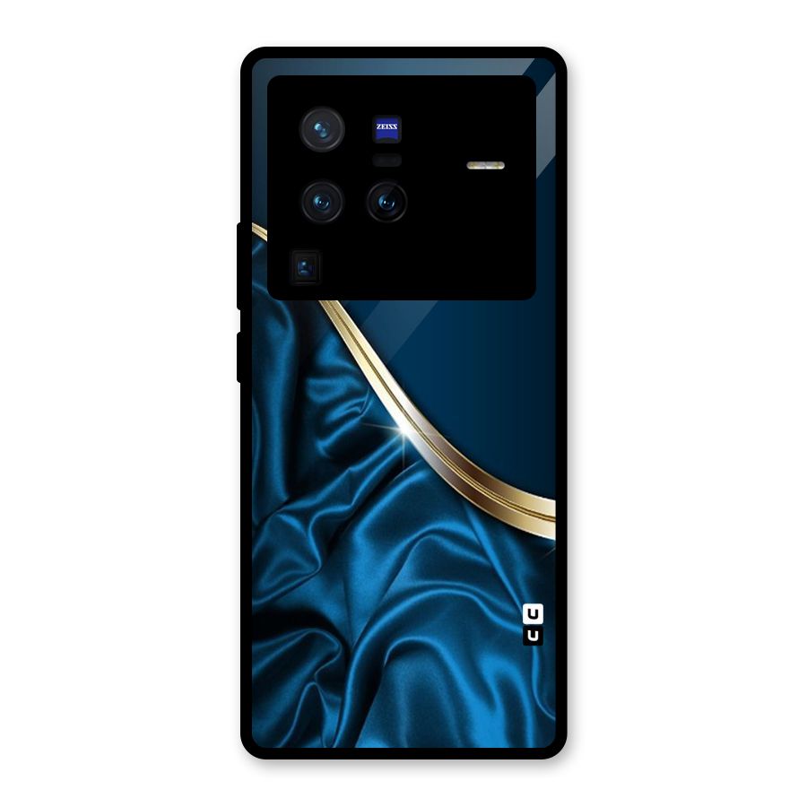Blue Smooth Flow Glass Back Case for Vivo X80 Pro