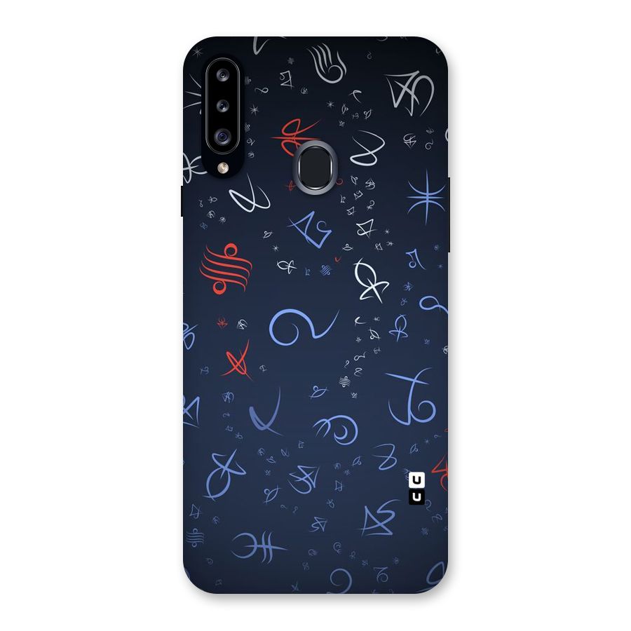 Blue Symbols Back Case for Samsung Galaxy A20s
