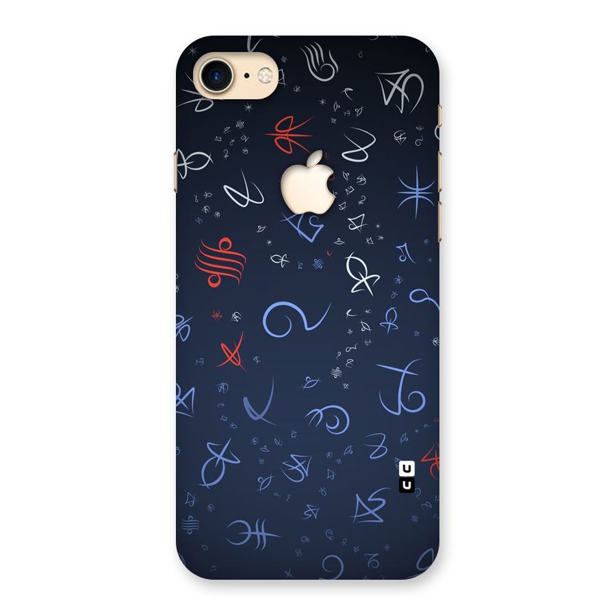 Blue Symbols Back Case for iPhone 7 Apple Cut