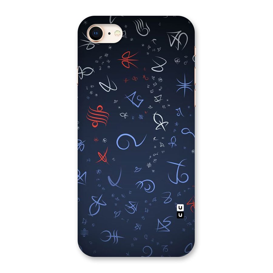 Blue Symbols Back Case for iPhone 8