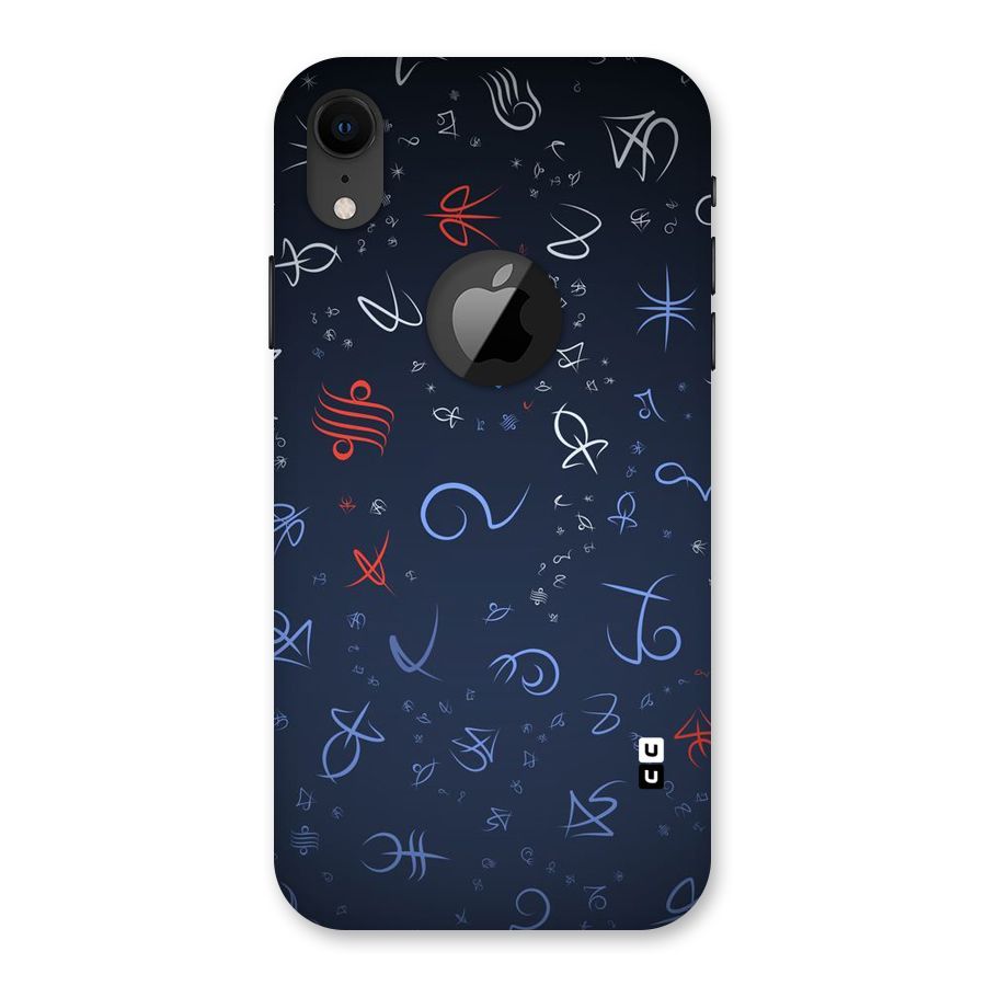 Blue Symbols Back Case for iPhone XR Logo Cut