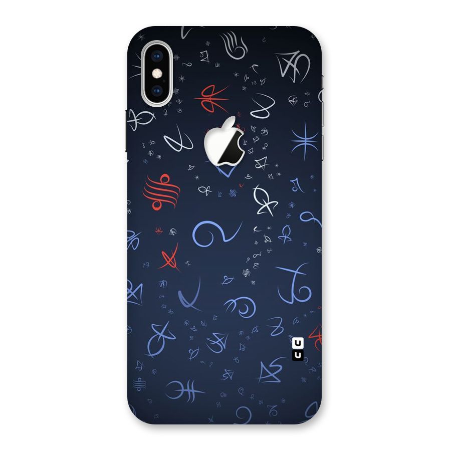 Blue Symbols Back Case for iPhone XS Max Apple Cut
