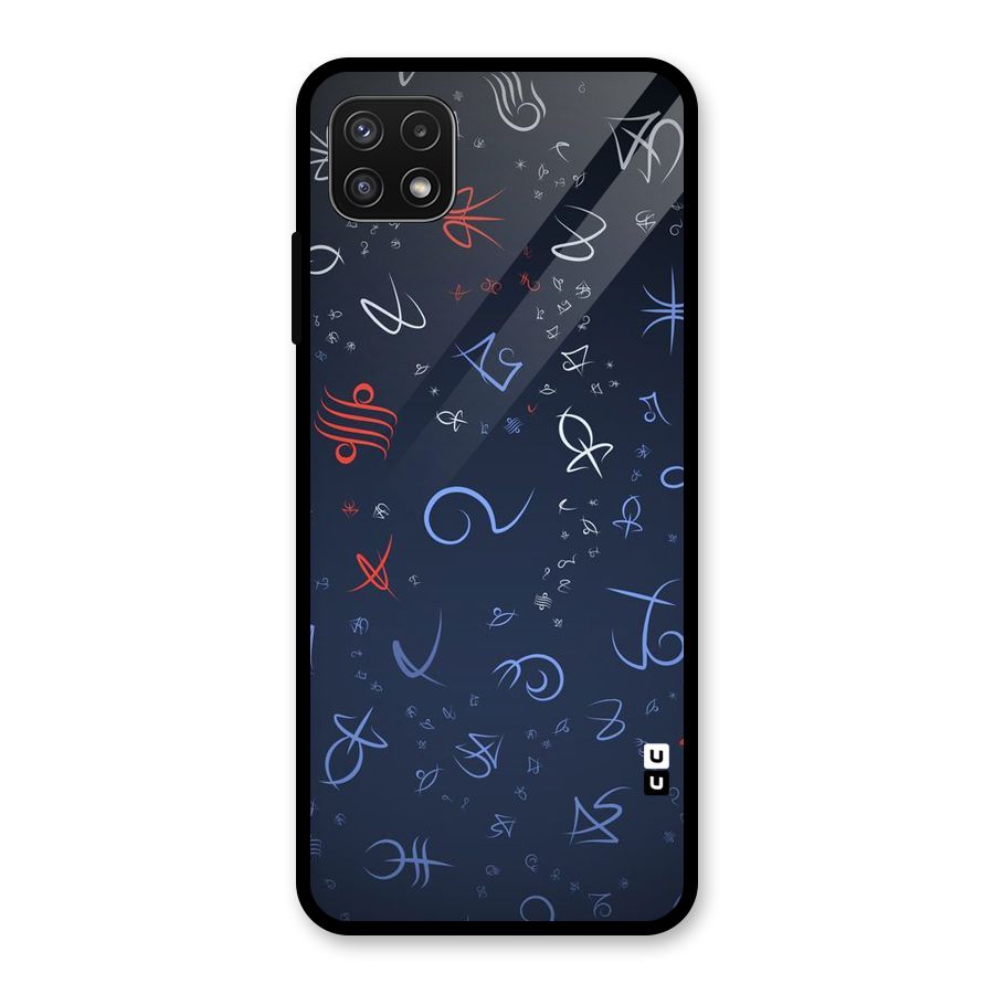 Blue Symbols Glass Back Case for Galaxy A22 5G