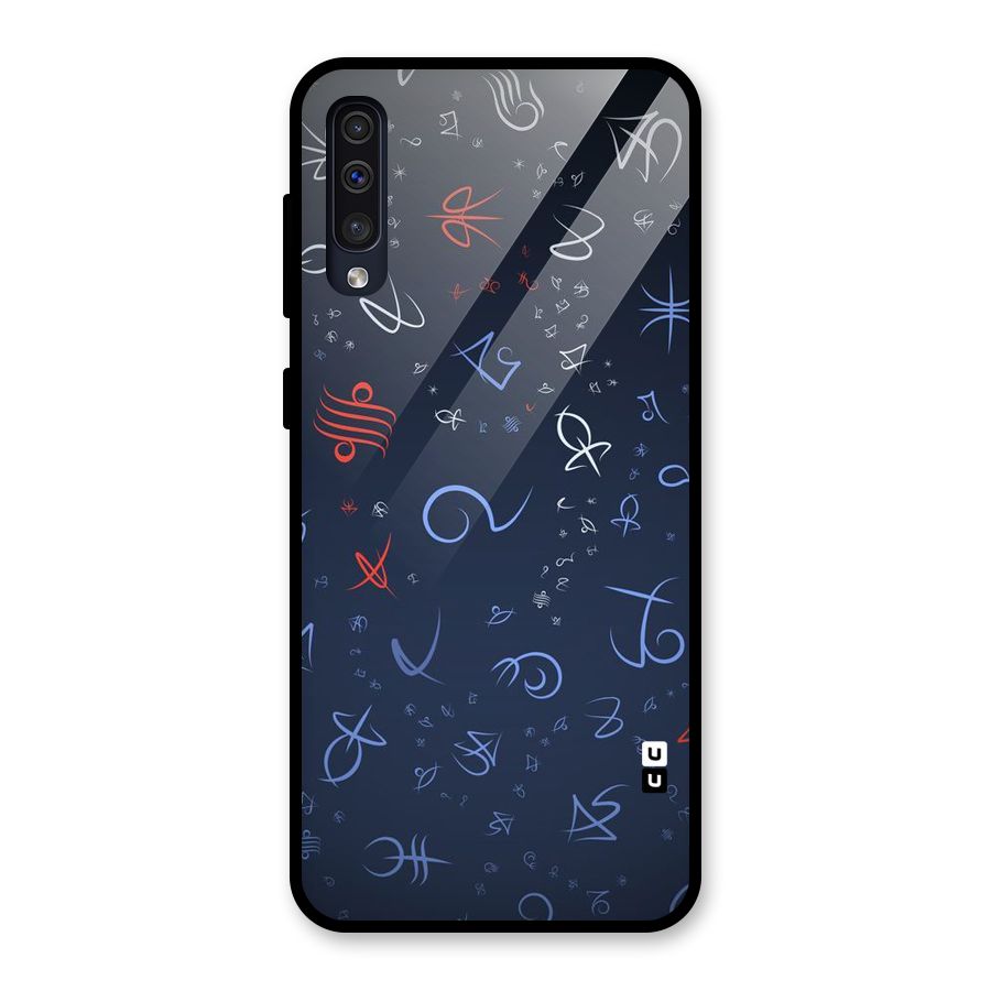 Blue Symbols Glass Back Case for Galaxy A50s