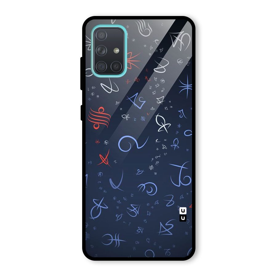 Blue Symbols Glass Back Case for Galaxy A71