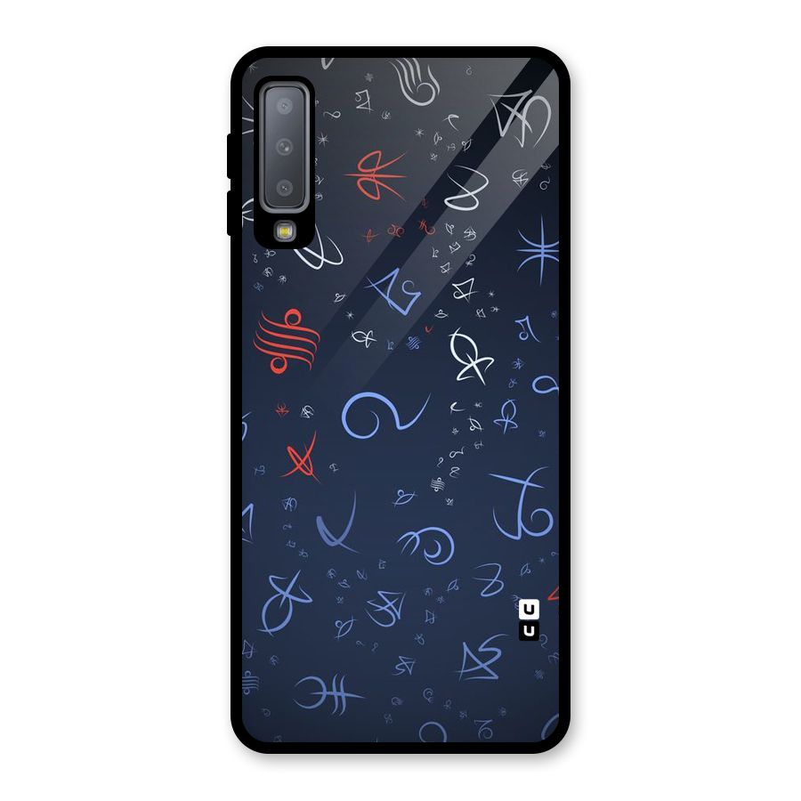 Blue Symbols Glass Back Case for Galaxy A7 (2018)