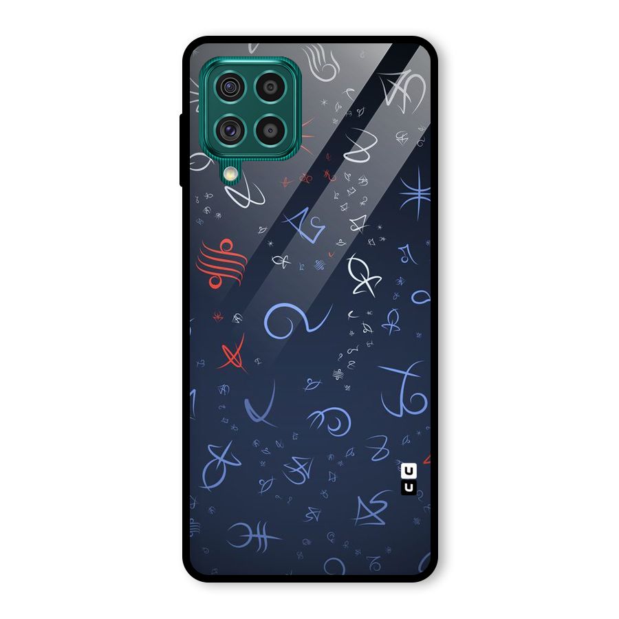 Blue Symbols Glass Back Case for Galaxy F62