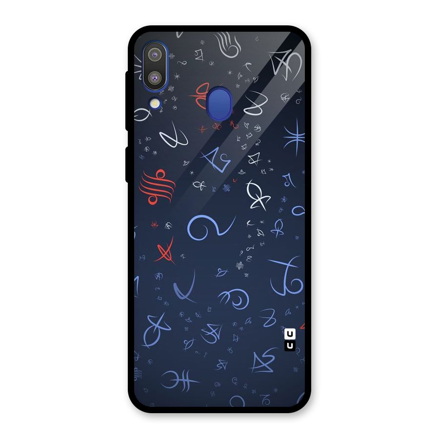 Blue Symbols Glass Back Case for Galaxy M20