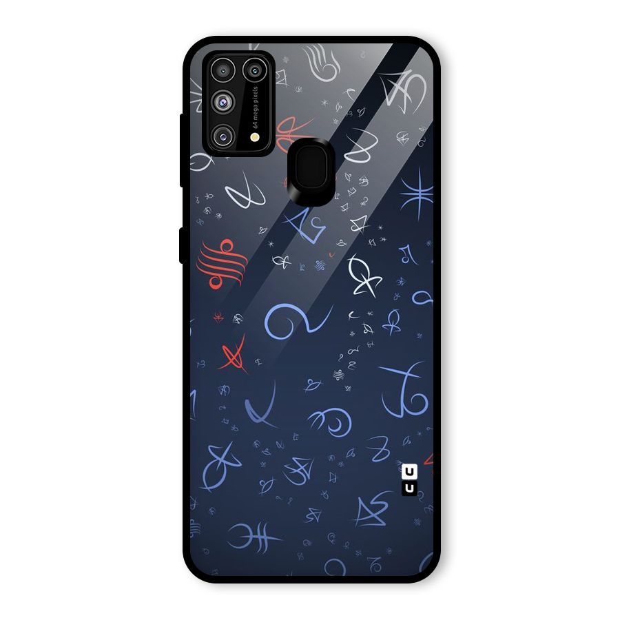 Blue Symbols Glass Back Case for Galaxy M31