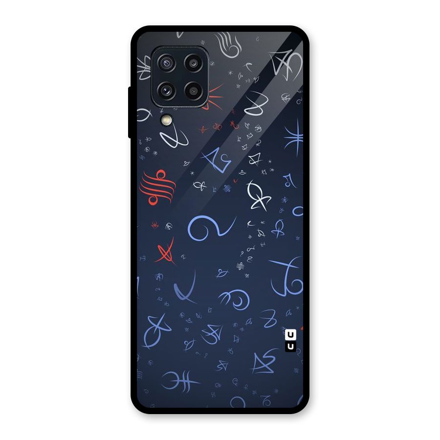 Blue Symbols Glass Back Case for Galaxy M32