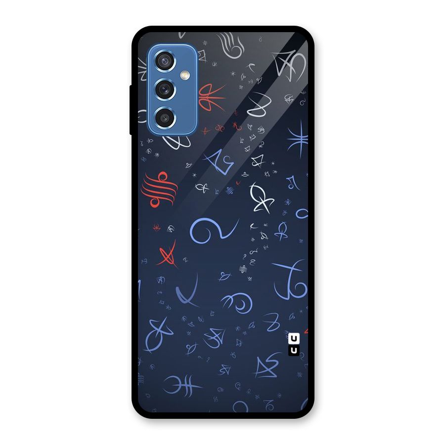 Blue Symbols Glass Back Case for Galaxy M52 5G