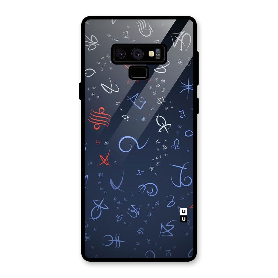 Blue Symbols Glass Back Case for Galaxy Note 9