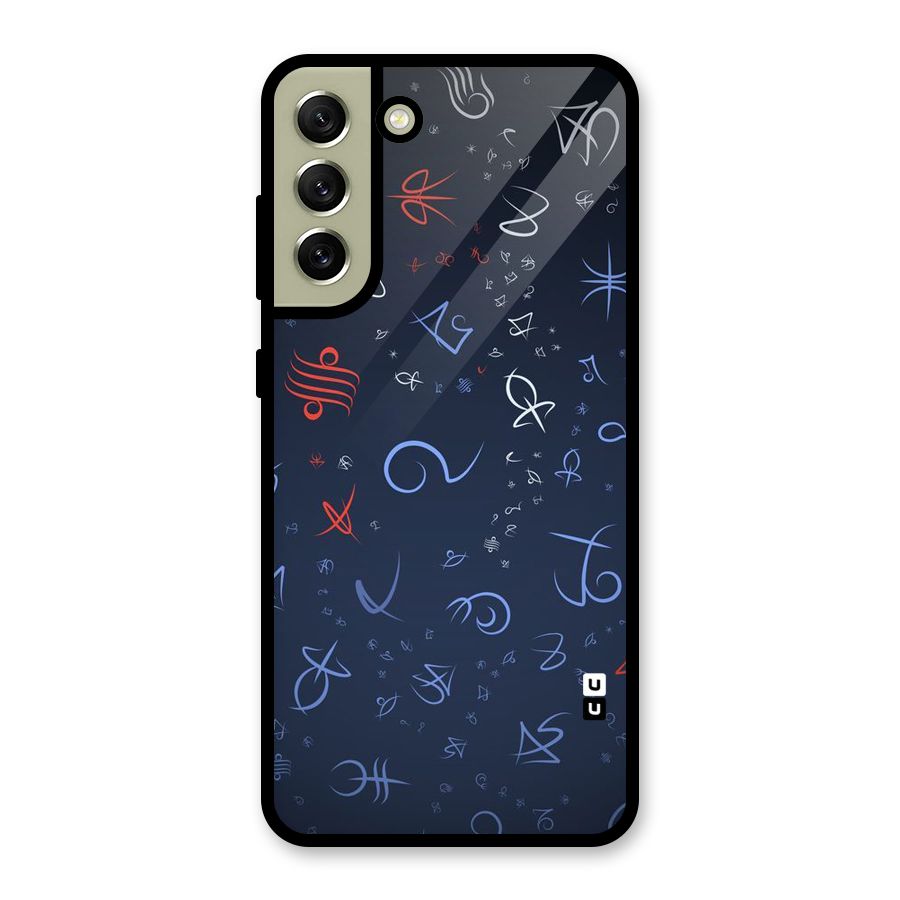 Blue Symbols Glass Back Case for Galaxy S21 FE 5G