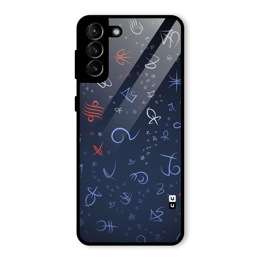 Blue Symbols Glass Back Case for Galaxy S21 Plus