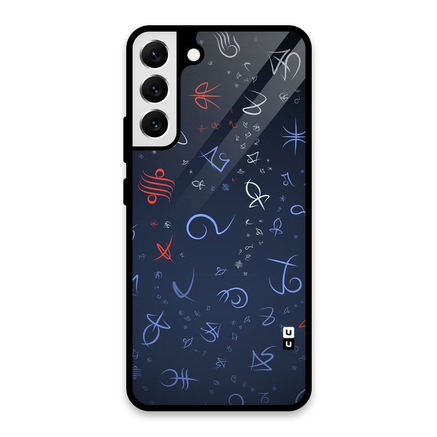 Blue Symbols Glass Back Case for Galaxy S22 Plus 5G