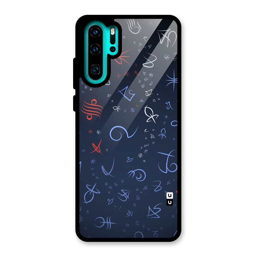 Blue Symbols Glass Back Case for Huawei P30 Pro