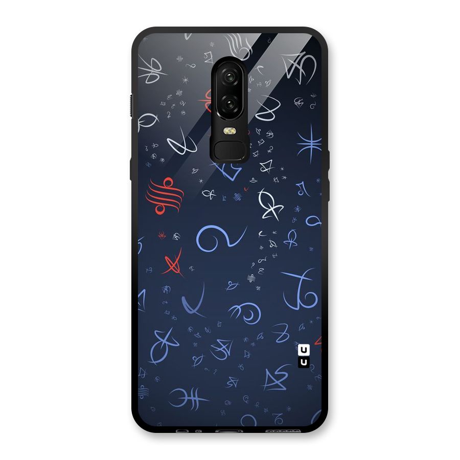 Blue Symbols Glass Back Case for OnePlus 6
