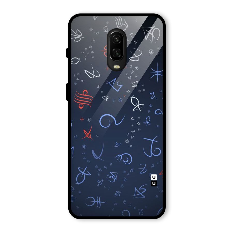 Blue Symbols Glass Back Case for OnePlus 6T