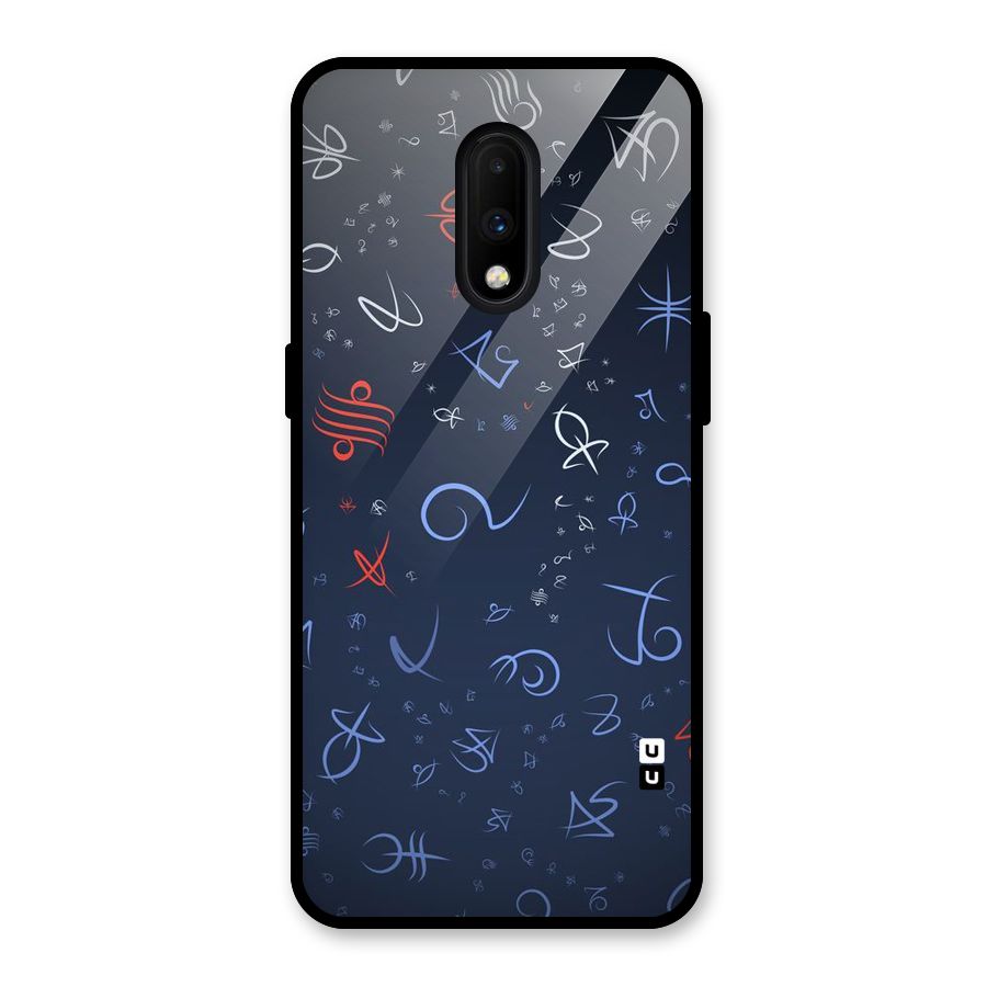 Blue Symbols Glass Back Case for OnePlus 7