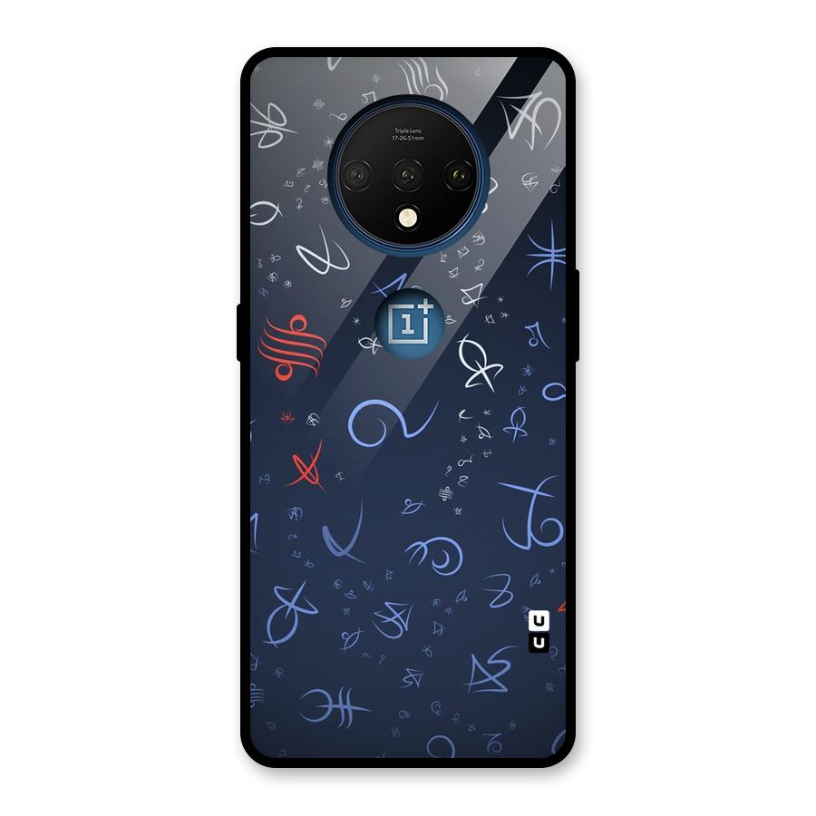 Blue Symbols Glass Back Case for OnePlus 7T