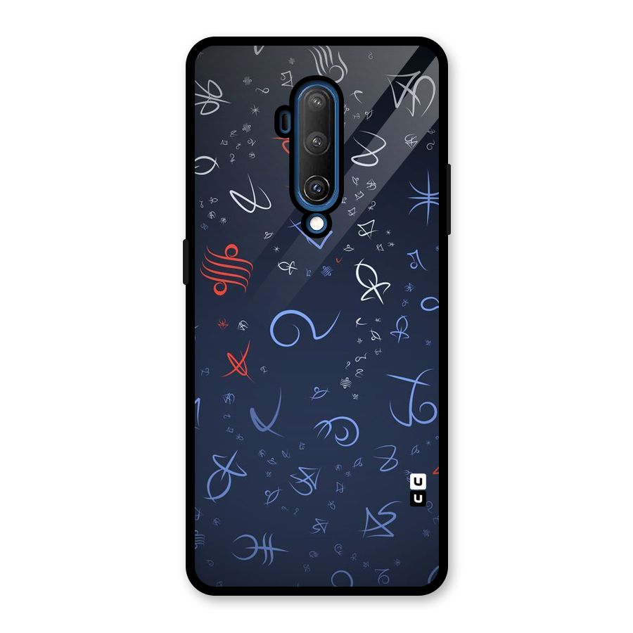 Blue Symbols Glass Back Case for OnePlus 7T Pro