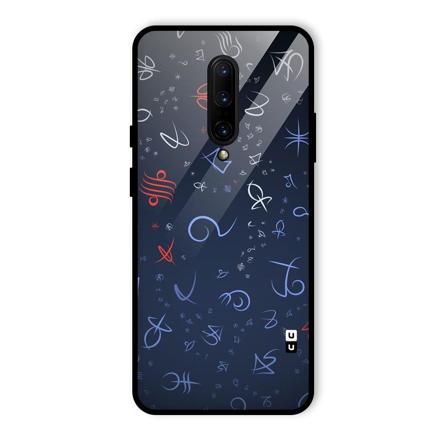 Blue Symbols Glass Back Case for OnePlus 7 Pro