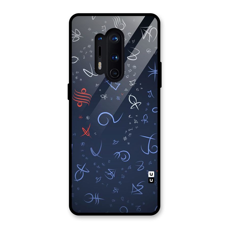 Blue Symbols Glass Back Case for OnePlus 8 Pro
