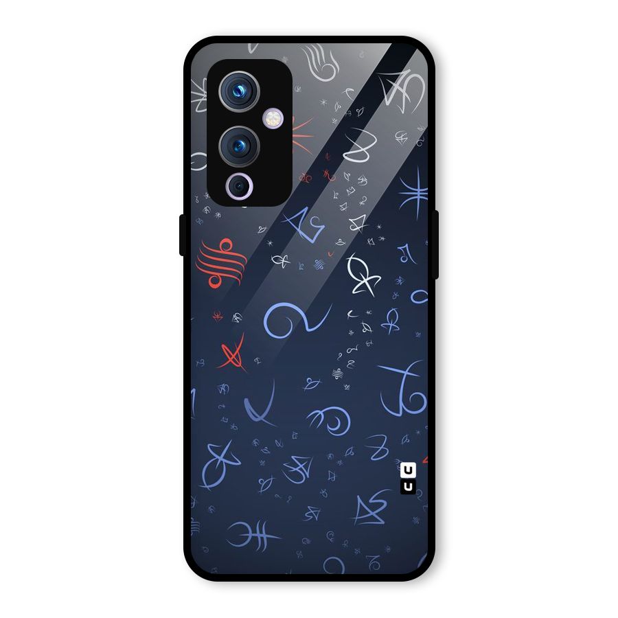 Blue Symbols Glass Back Case for OnePlus 9