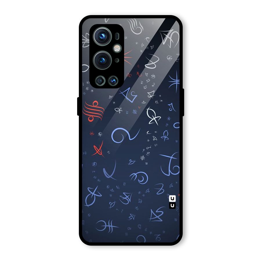 Blue Symbols Glass Back Case for OnePlus 9 Pro