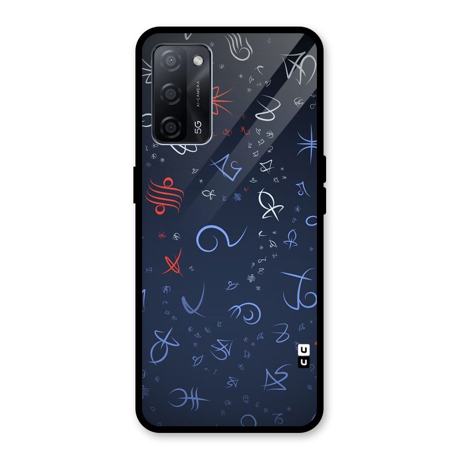 Blue Symbols Glass Back Case for Oppo A53s 5G