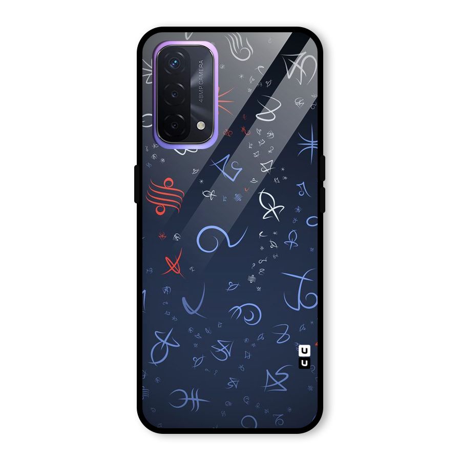 Blue Symbols Glass Back Case for Oppo A74 5G