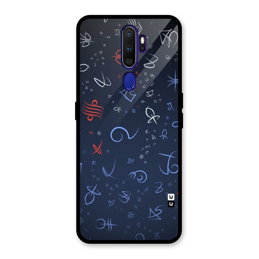 Blue Symbols Glass Back Case for Oppo A9 (2020)