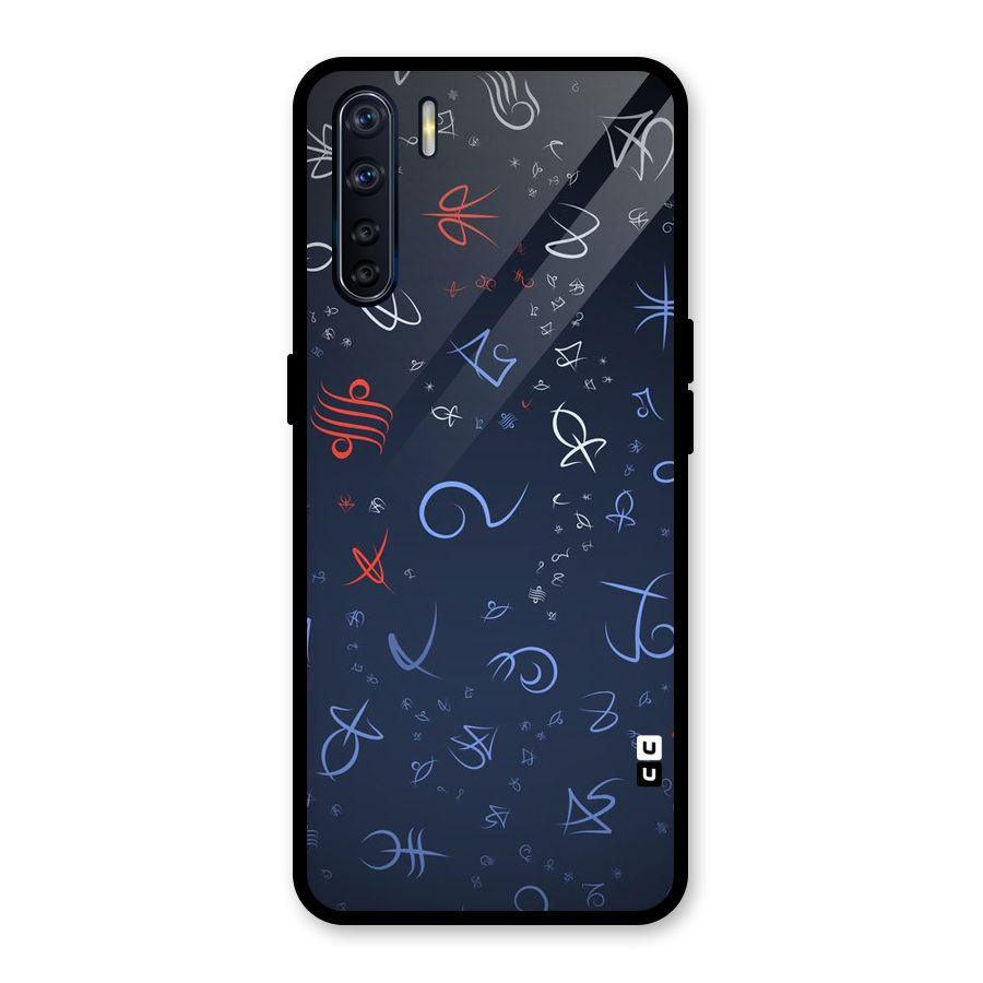 Blue Symbols Glass Back Case for Oppo F15