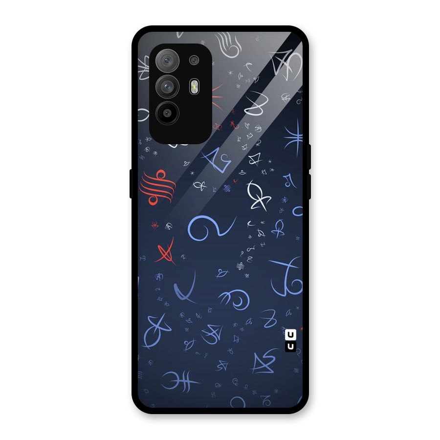 Blue Symbols Glass Back Case for Oppo F19 Pro Plus 5G