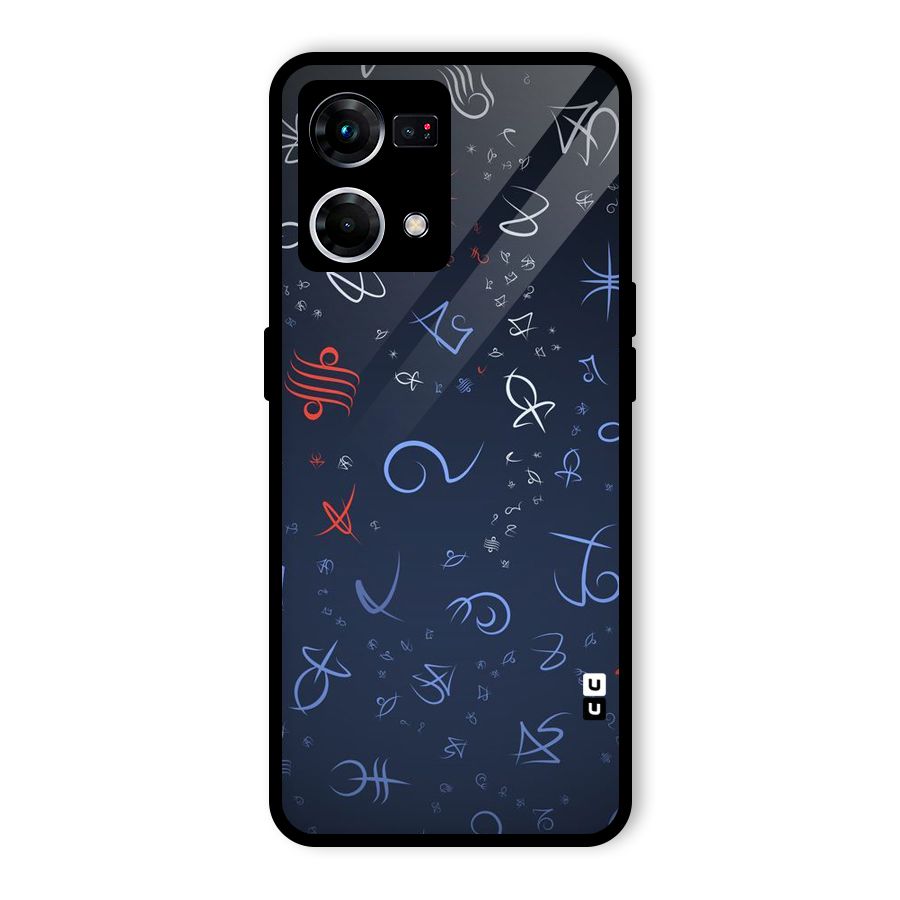 Blue Symbols Glass Back Case for Oppo F21 Pro 5G