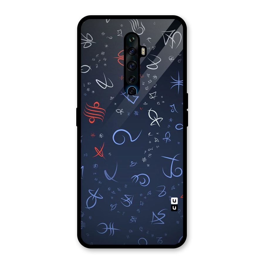Blue Symbols Glass Back Case for Oppo Reno2 F