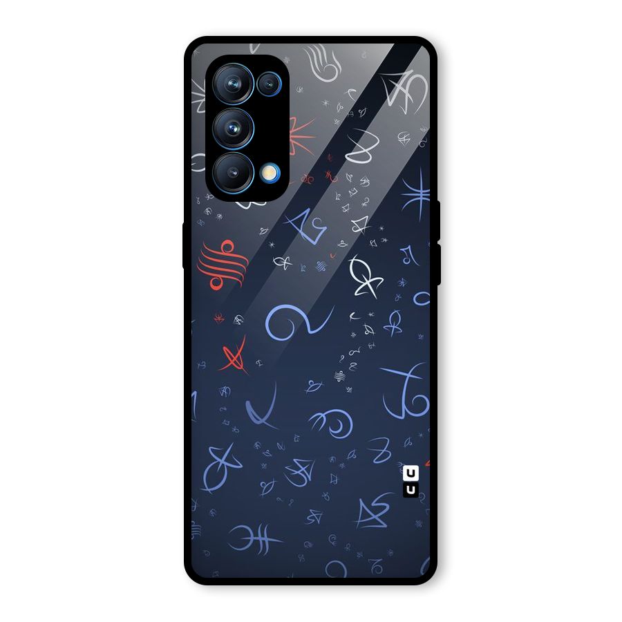 Blue Symbols Glass Back Case for Oppo Reno5 Pro 5G