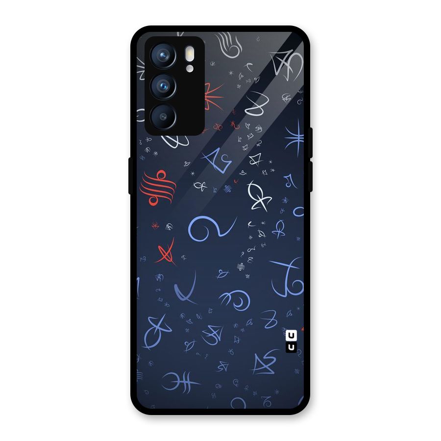 Blue Symbols Glass Back Case for Oppo Reno6 5G