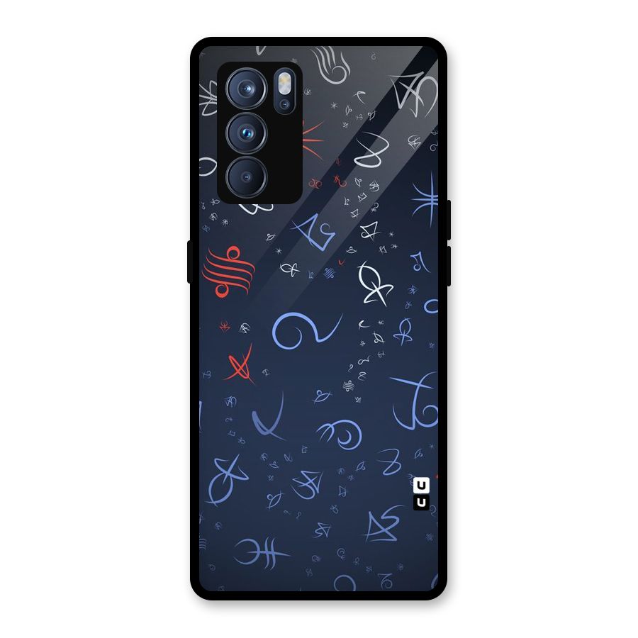 Blue Symbols Glass Back Case for Oppo Reno6 Pro 5G
