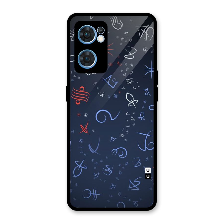 Blue Symbols Glass Back Case for Oppo Reno7 5G