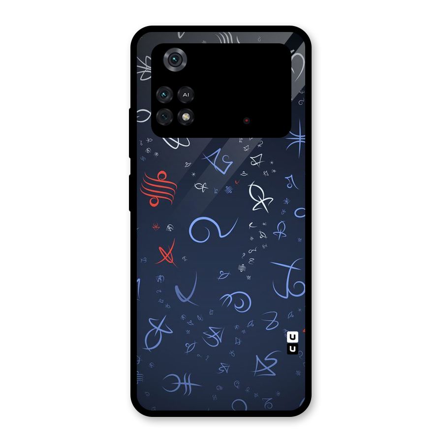 Blue Symbols Glass Back Case for Poco M4 Pro 4G