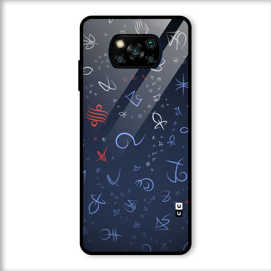 Blue Symbols Glass Back Case for Poco X3