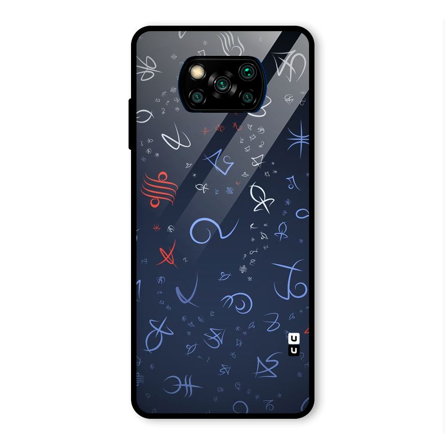 Blue Symbols Glass Back Case for Poco X3 Pro