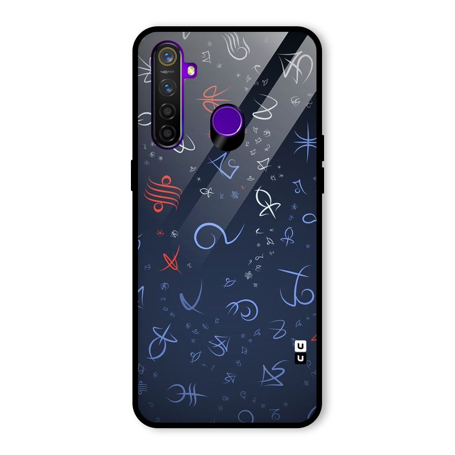Blue Symbols Glass Back Case for Realme 5 Pro