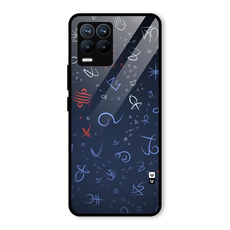 Blue Symbols Glass Back Case for Realme 8 Pro