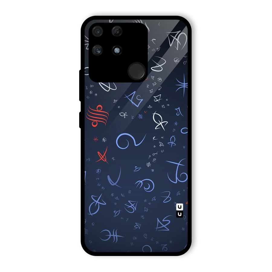 Blue Symbols Glass Back Case for Realme Narzo 50A