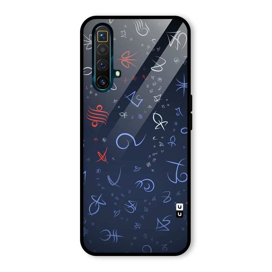 Blue Symbols Glass Back Case for Realme X3 SuperZoom