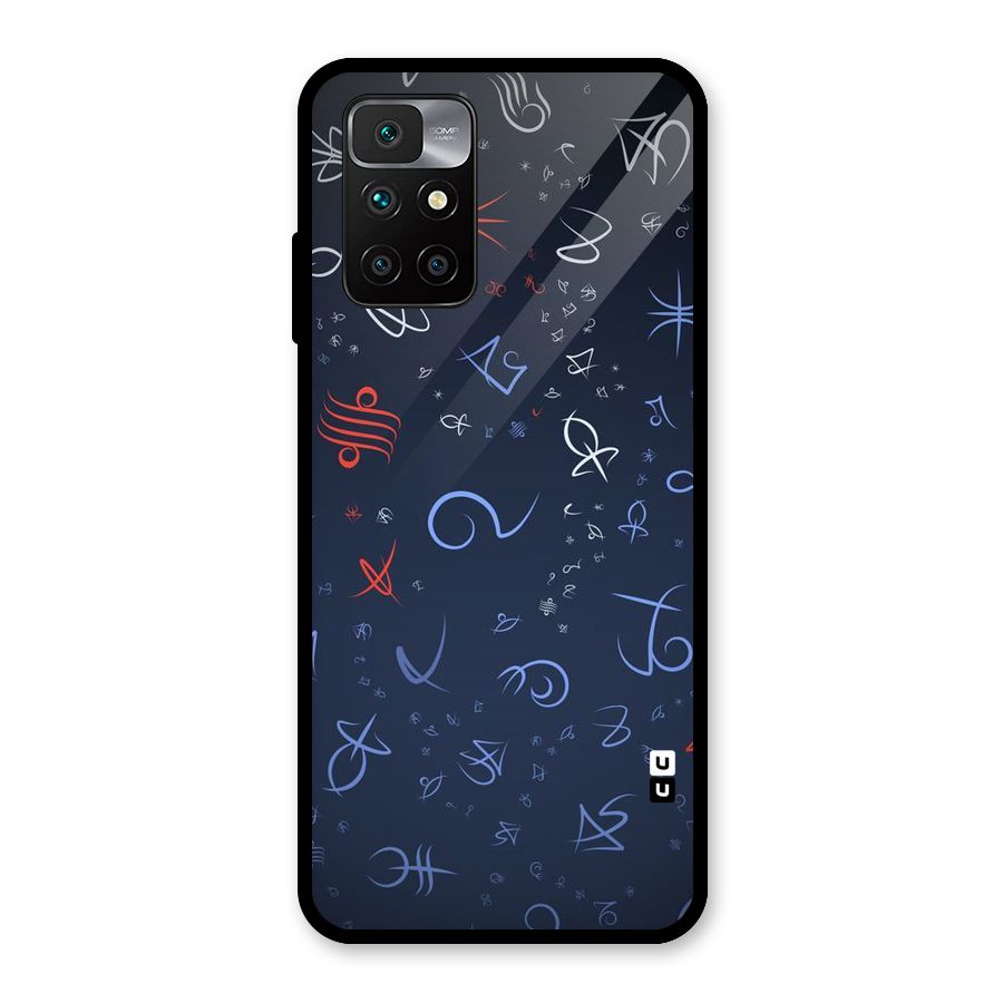 Blue Symbols Glass Back Case for Redmi 10 Prime