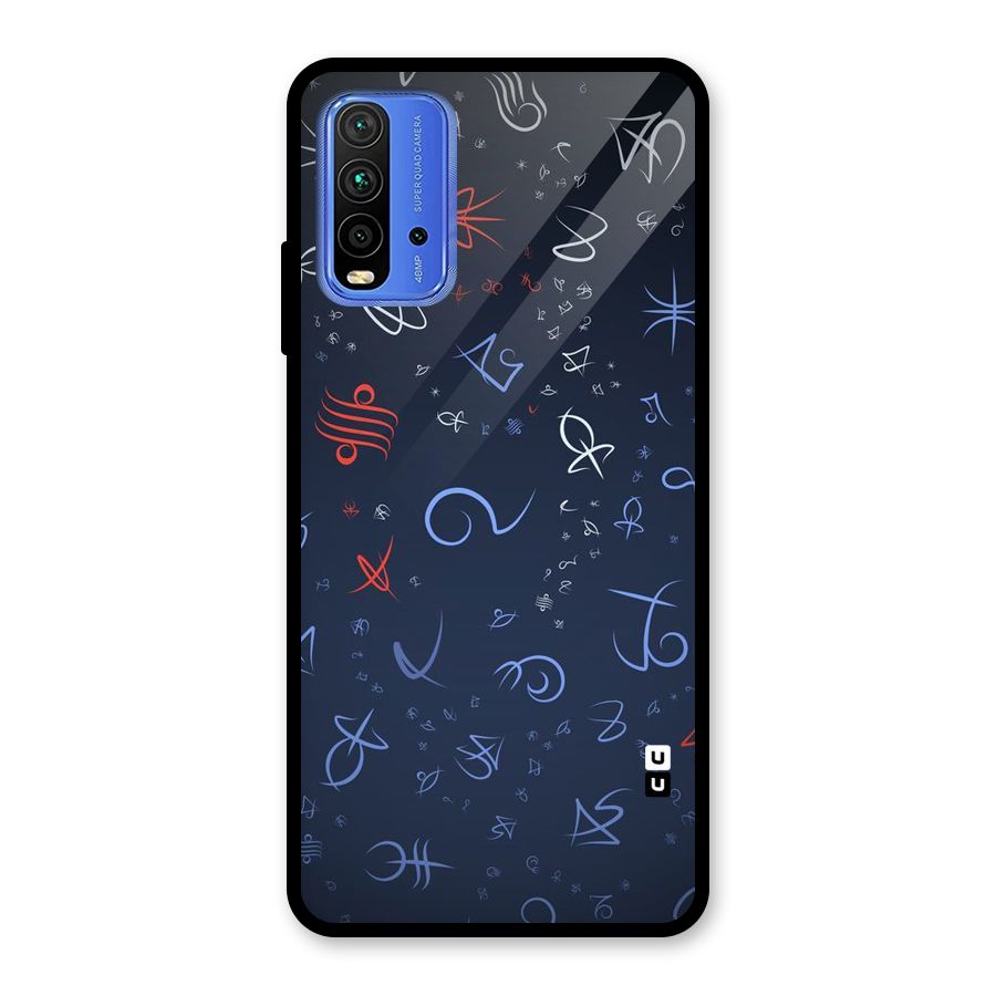 Blue Symbols Glass Back Case for Redmi 9 Power